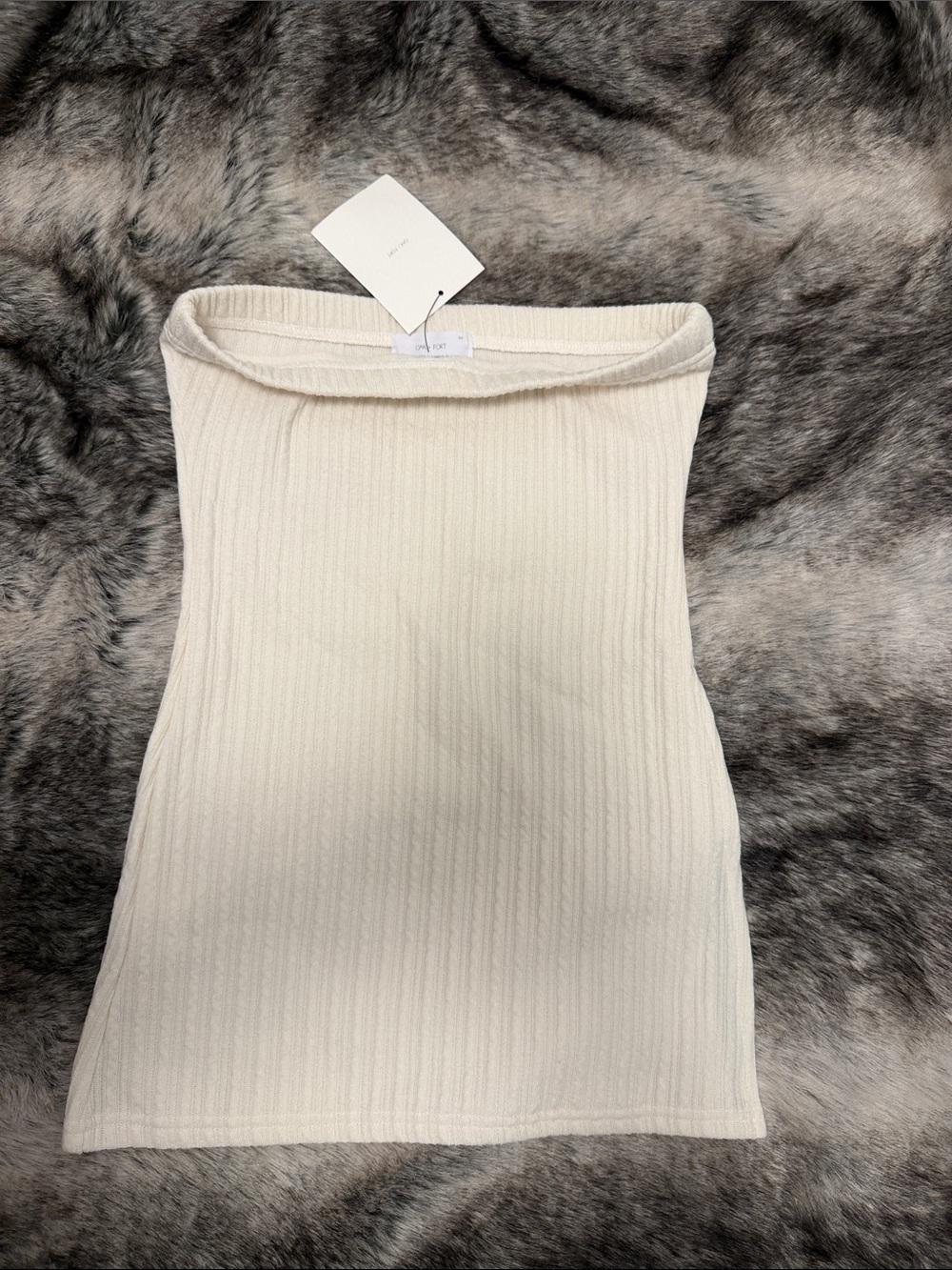 OAK + FORT Cream Ribbed Knit Skirt